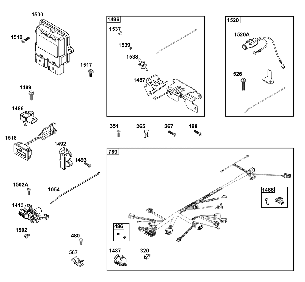 Controls Group Diagram and Parts List for 61G377-0104-J1  Briggs and Stratton Engine